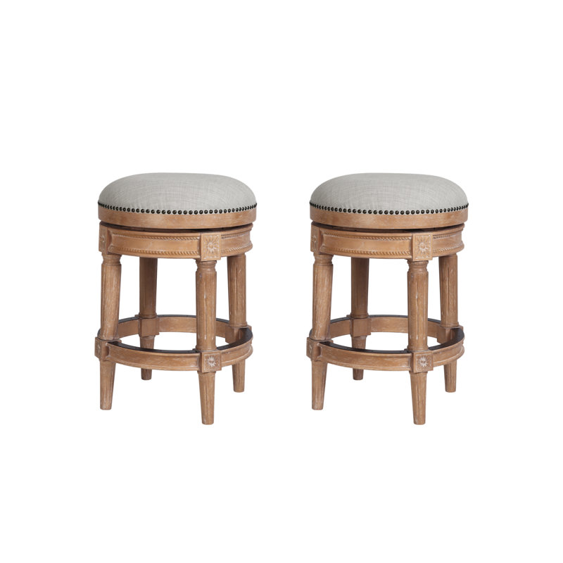 Mehar Swivel Backless Bar & Counter Stool, Weathered Natural, 2, Counter Stool (26'' Seat Height)