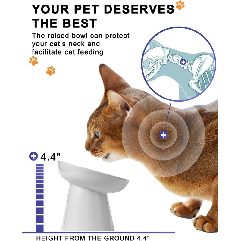 Cat Slow Feeder, Elevated Dog Slow Feeder Bowl, Ceramic Cat Bowl, Anti Vomiting for Dry and Wet Food