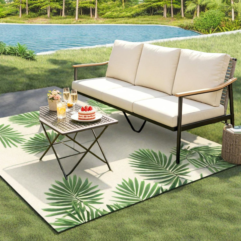 Canapés de patio confortables, 3 places en osier d'acier et balcon de véranda moderne