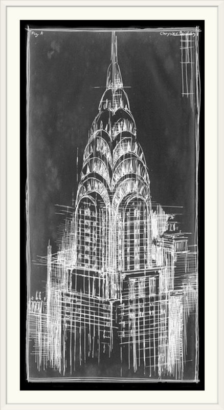 «Blueprint Chrysler» par Ethan Harper, Cadre blanc, H 32 po x l 20 po x P 1 po