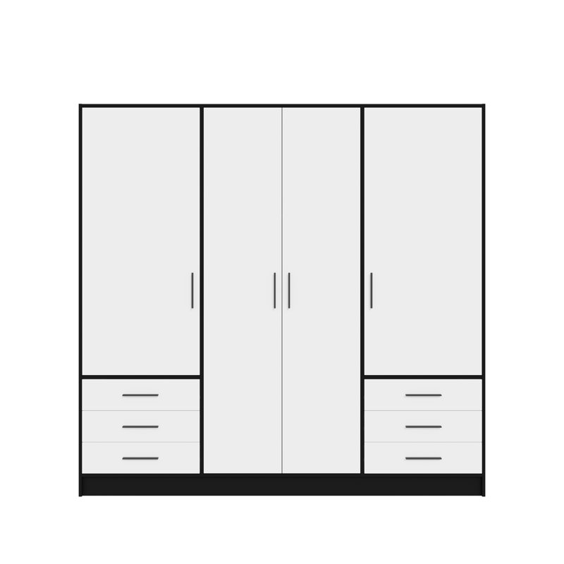 Ingram 4 Door Wardrobe, Black Matt/White Matt