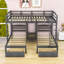 Full Over Twin & Twin 3 Drawer Triple / Quad Bunk Bed