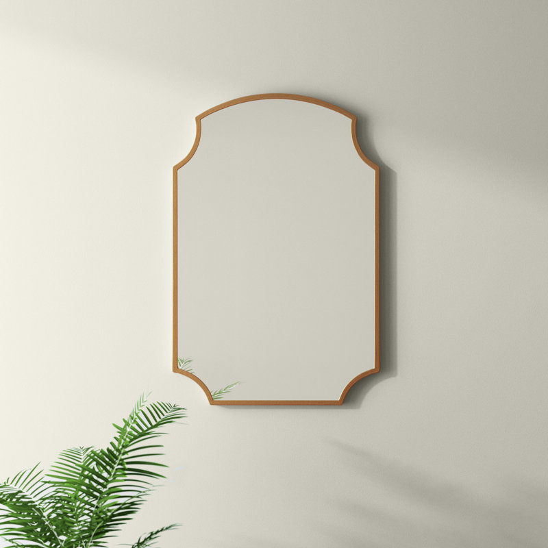 Scalloped Arch Wall Mirror, Antique Gold