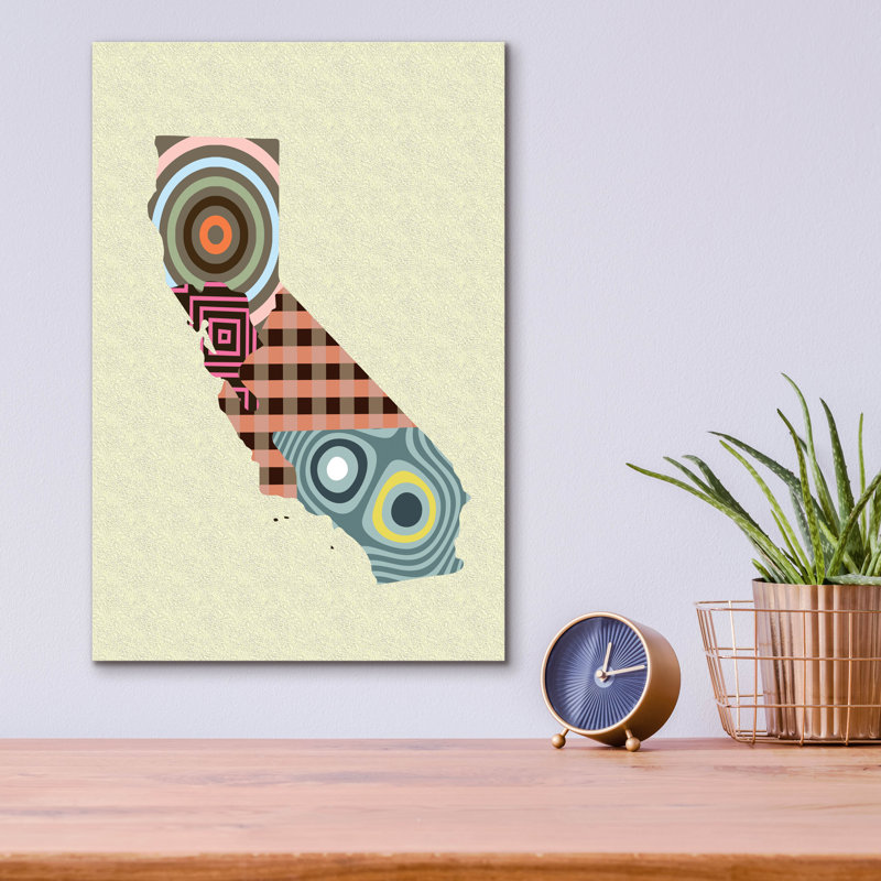 «California State Map» par Lanre Adefioyue, H 16 po x l 12 po x P 0,13 po