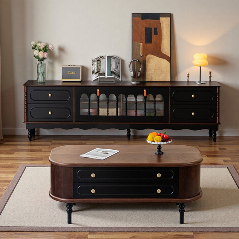 Rubberwood TV Stand and Coffee Table Set