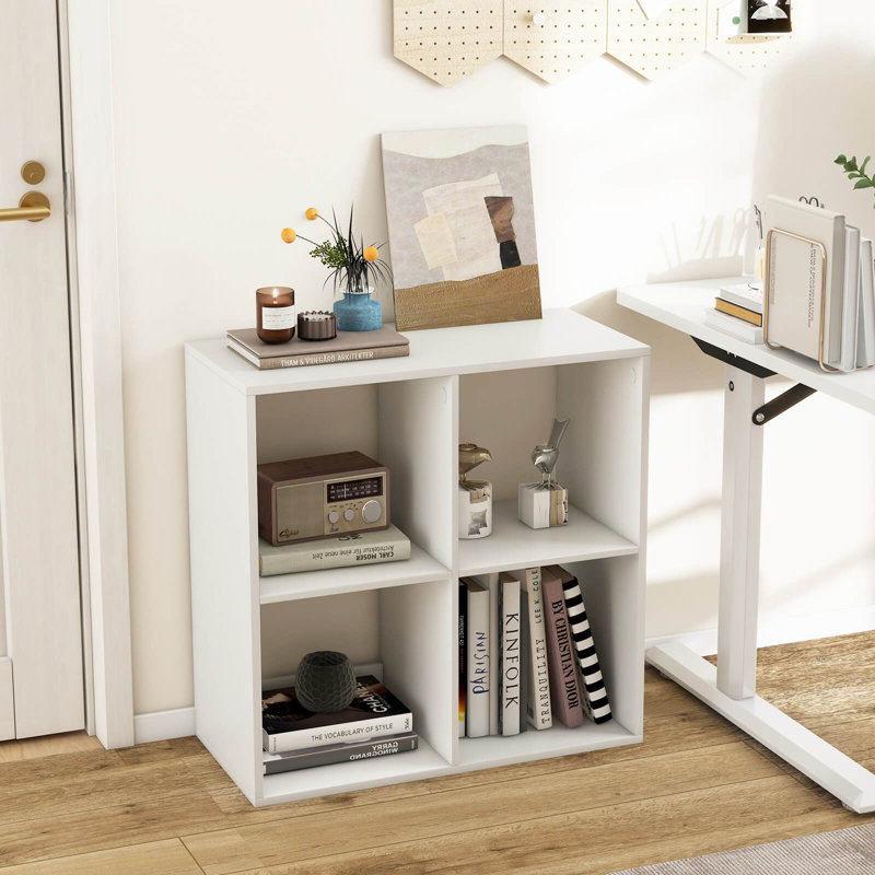 Open Bookshelf With Anti-tip Kits Home Modern Style Storage Shelf For Study, (4 Shelves) 27.5"H x 27.5"W x 13"D