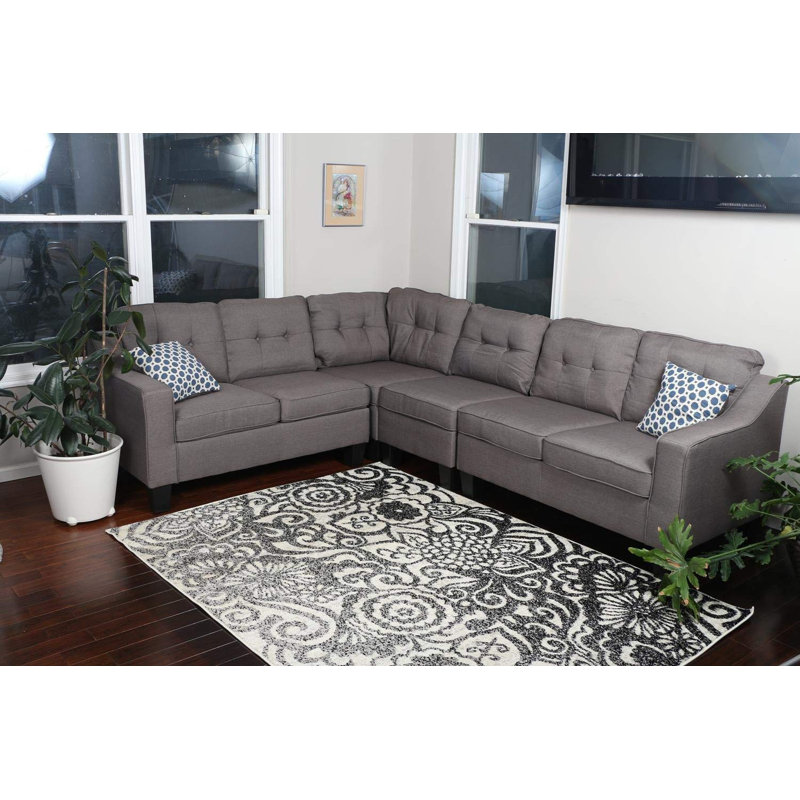 Althoff 3 - Piece Upholstered Sectional, Brown Gray 100% Linen