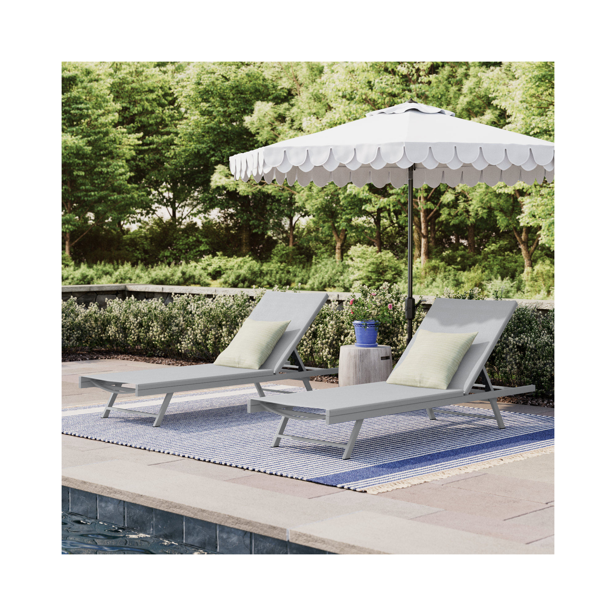 25'' Outdoor Metal Chaise Lounge Set, Gray