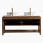 Meuble-lavabo de salle de bain avec lavabo, armoire de rangement autoportante en bois avec portes et tablette ouverte
