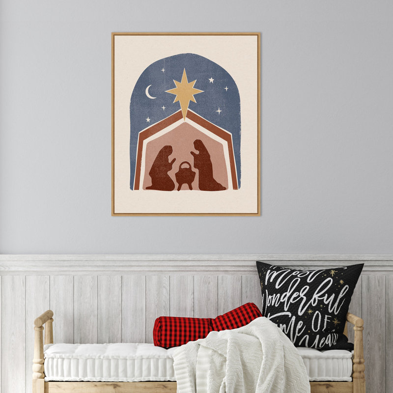Boho Nativity Scene Framed Canvas Wall Art, 23" x 28"