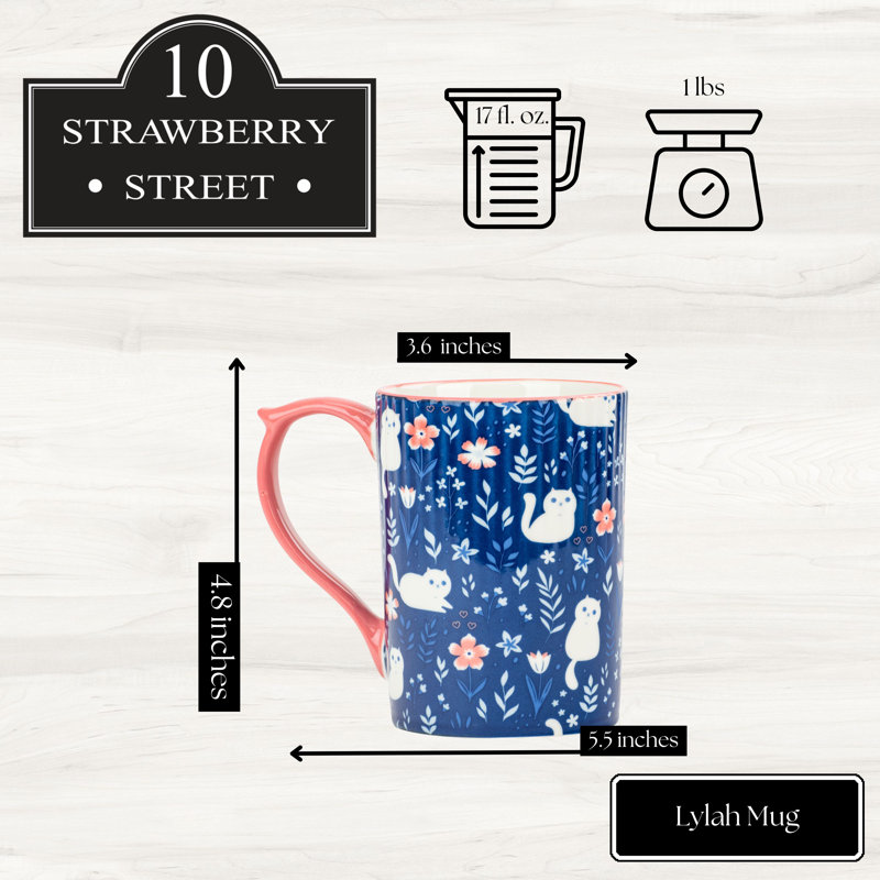 10 tasses Lylah Strawberry Street, chaton curieux