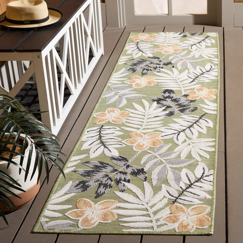 Tapis intérieur / extérieur à motif floral Cabana 405, Tapis de couloir 2 pi x 8 pi