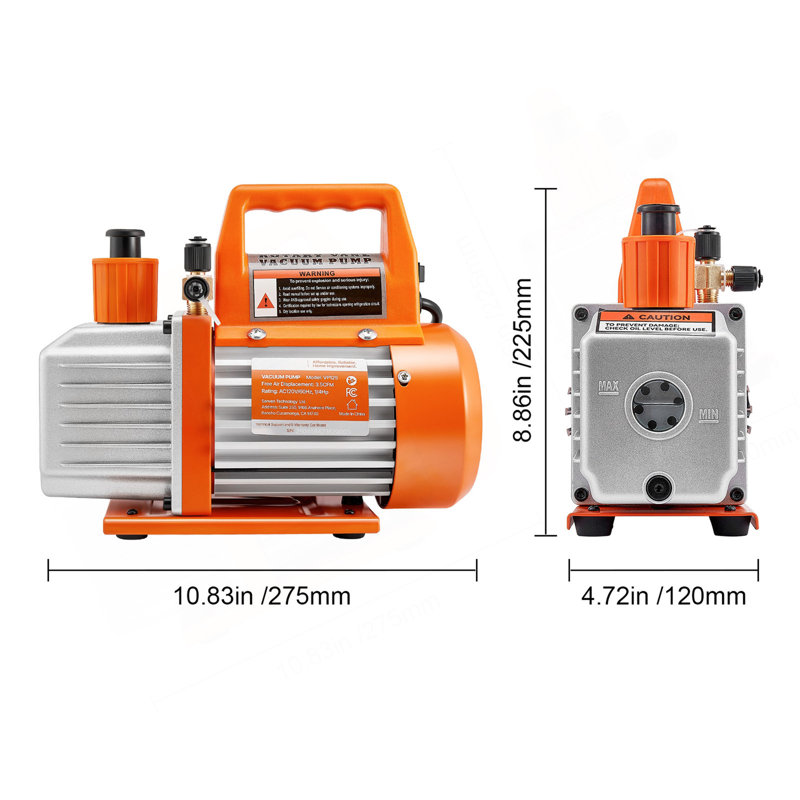 AC Vacuum Pump 3.5 CFM HVAC Single Stage Rotary Vane Vacuum Pump Oil Included