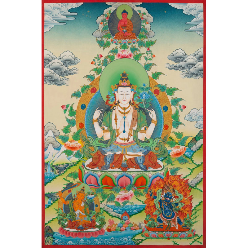 Déesse Chengrezig Thangka (Brocadeless Thangka)
