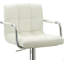 Tabouret de bar contemporain à accoudoirs pivotants réglables avec coussin, blanc
