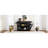 Fluted Kitchen Island With Trash Can Storage Cabinet, Power Outlet, Internal Storage Rack, Rolling Kitchen Islands On 5 Wheels With 3 Drawer, 3 Open Side Racks For 10 Gallon Garbage Bin, Black-2110218975