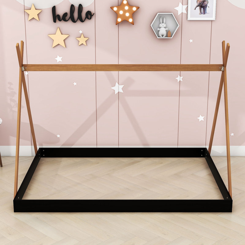 Alarico Full Standard Bed with Triangle Structure, Black/Brown