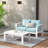 43" All-Weather Aluminum Patio Coffee Table, Modern White Rectangle Outdoor Table-105654070