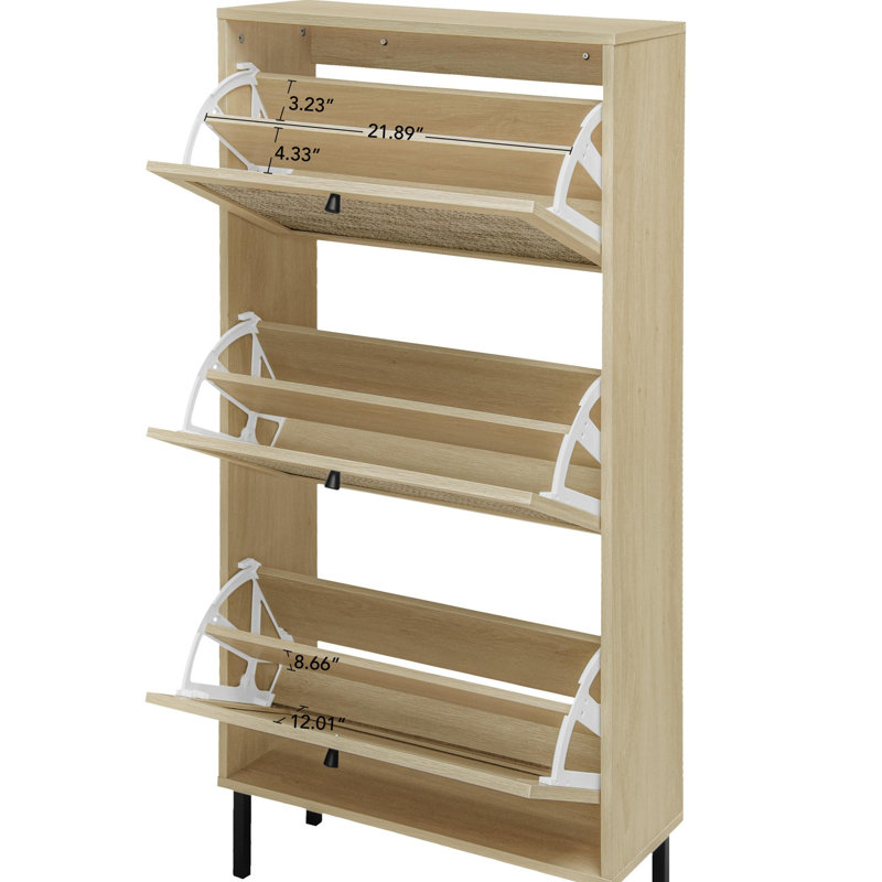 Practical freestanding shoe cabinet with multi-purpose design