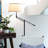 Ava 61 in. Mid-Century Modern Height Adjustable LED Floor Lamp with Fabric Drum Shade