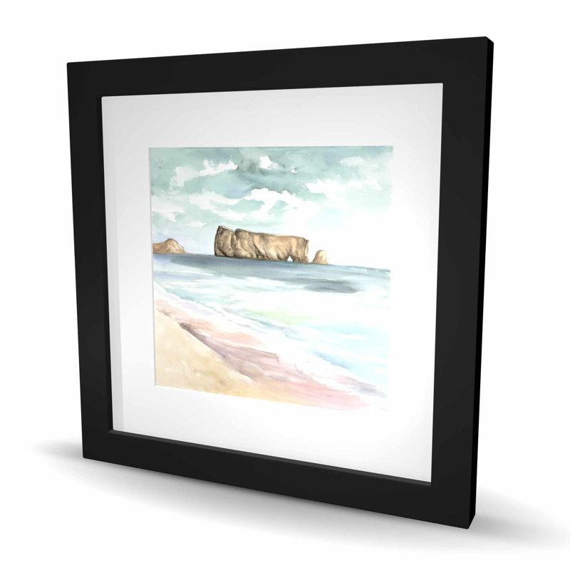 Rocher percé, impression marine côtière - décor encadré mat, H 16 po x l 16 po
