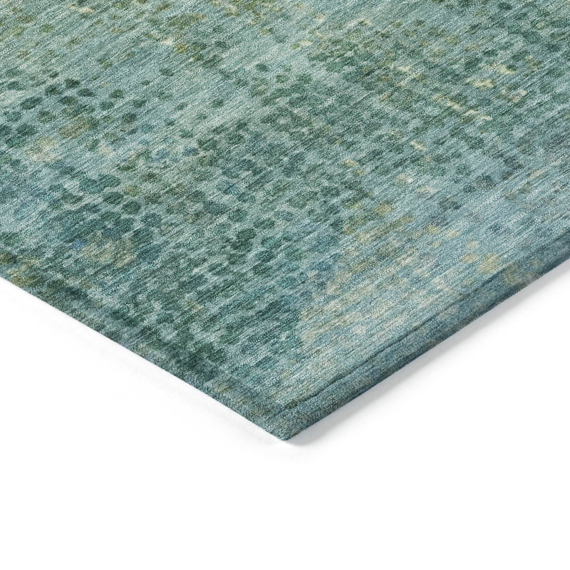 Machine Washable Indoor/Outdoor Xhevrie Teal Rug, Rectangle 8' x 10'