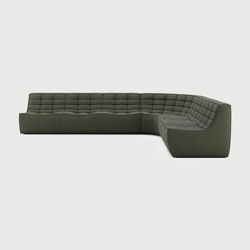 N701 Modular Sofa Set - Combo Left - 1 Seater + 3 Seater + 90° Round Corner, Beige Polyester Blend, 30" H x 102.5" W x 79" D