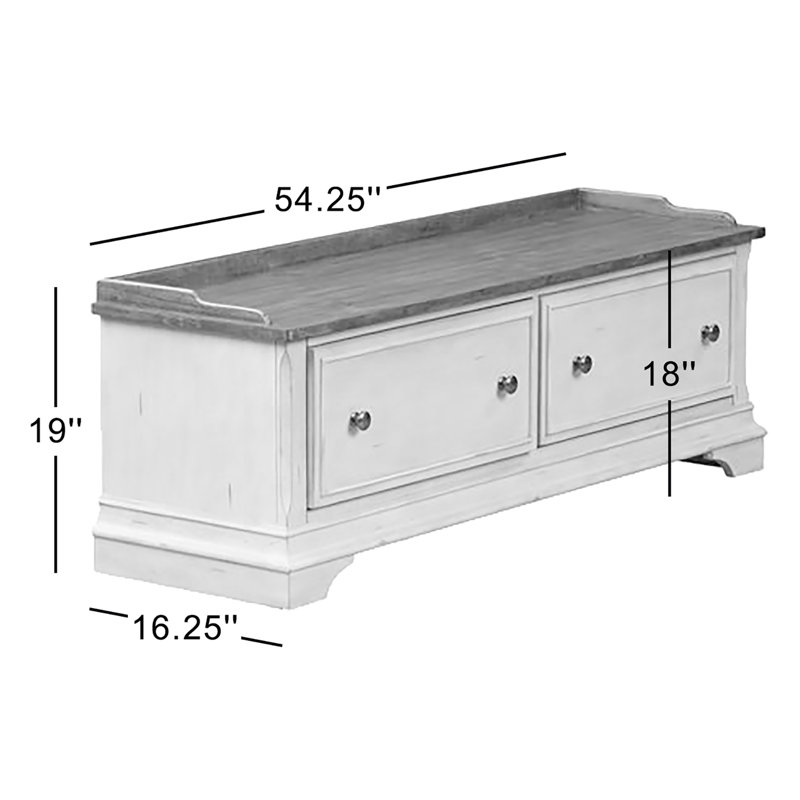  Hexham Storage Hall Bench w/ 2 Drawers