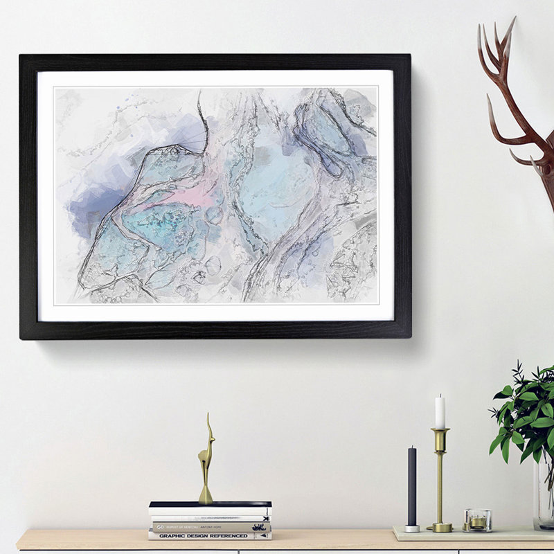 Electricity For Two in Abstract - Picture Frame Painting Print, 36cm H x 48cm W x 2cm D, Black Framed