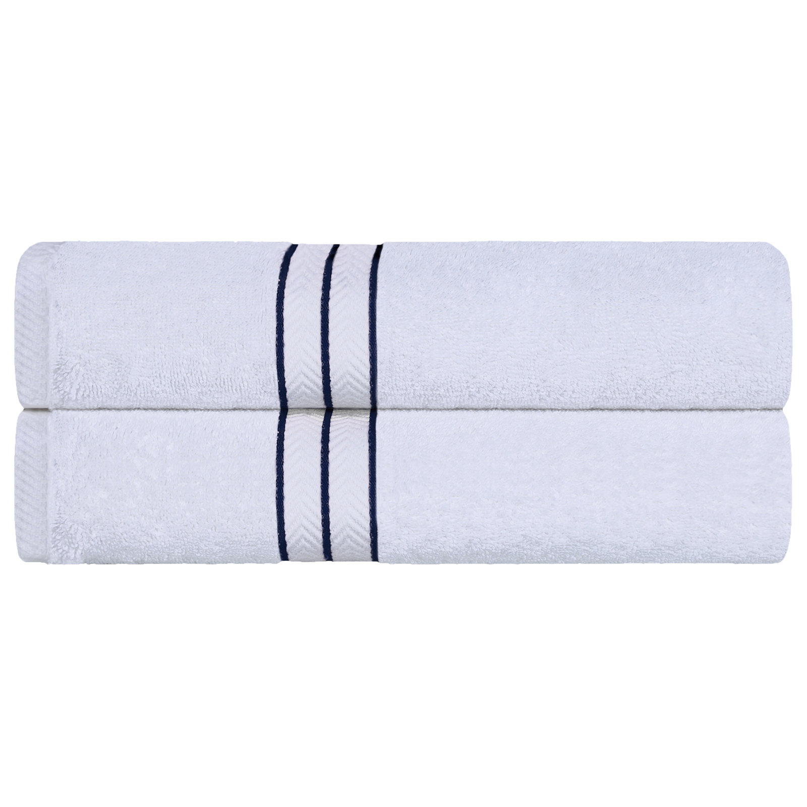 Josann Turkish Cotton Ultra-Plush Absorbent Heavyweight Bath Sheet Set, Navy Blue/White