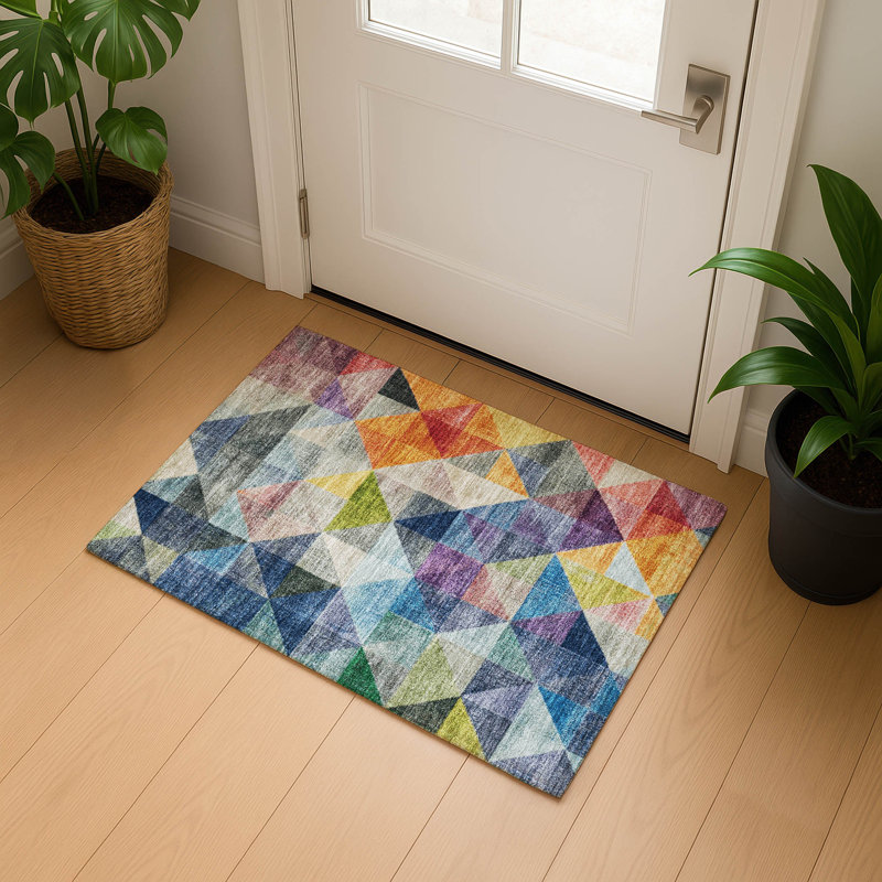 Premium Machine Washable Ariel Geometric Rug, Rectangle 1'8" x 2'6"