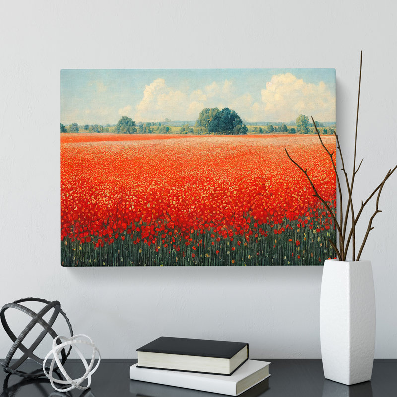 Super Poppy Field Flowers - Wrapped Canvas