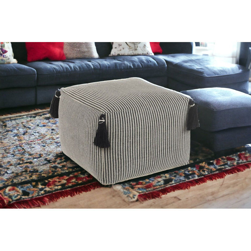 18" Grey 100% Cotton Ottoman