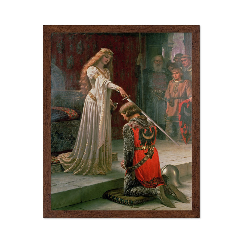 Edmund Leighton - La distinction, Poster, 16"H x 20"W, Brown Framed