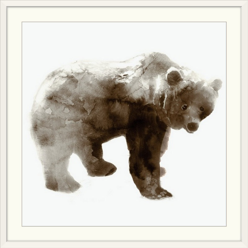 Ezmae «Bear», reproduction d'art, H 20" x l 20" x P 1", Cadre blanc