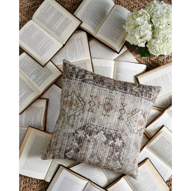 Roseridge Cream Polyester Chenille Medallion Throw Pillow