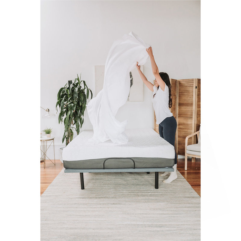 Ensemble de draps 4 pièces Omne Sleep, Ensemble de draps pour grand lit avec 2 taies d'or, Blanc