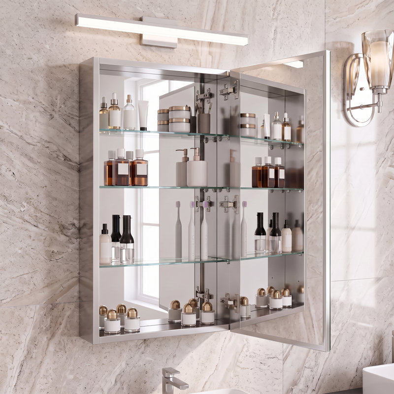 Armoire à pharmacie 16 po x 36 po en aluminium encastré et à fixation en surface, 16''