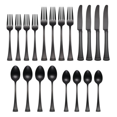 Portola Satin Black 20-Piece Flatware Set