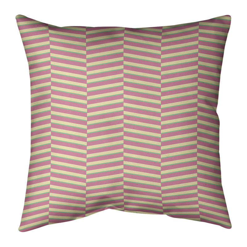 Couvre-Coussin décoratif à rayures fracturées, 18 po x 18 po, Moyen : rose vert, jaune, Polyester sergé