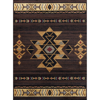 Area Rug, 7 Ft. 10 In. X 3 In., Tribes Gcyls4005, Brown, Polypropylene, Stain , , Suited For Active Families, Made In Turkey Brown 100% Busy Households,