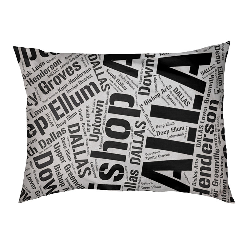 Coussin de chien « districts », Très grand (H 17 po x l 50 po x P 40 po), Noir, Dallas