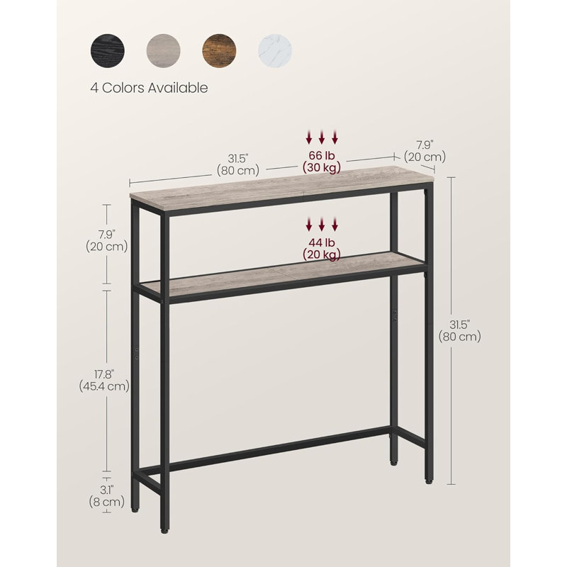 Narrow Entryway Table, Modern Entry Table, Gray/Black, 31.50" H x 31.50" W x 7.90" D