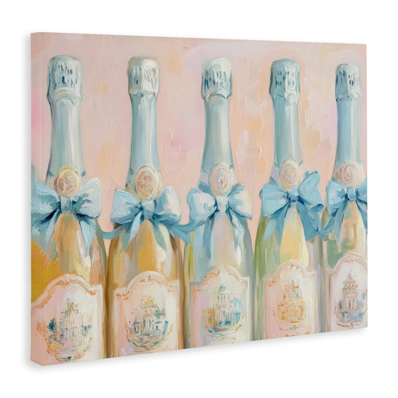 Toile pastel bleu champagne, design par Petal Prints Design, H 16 po x l 20 po