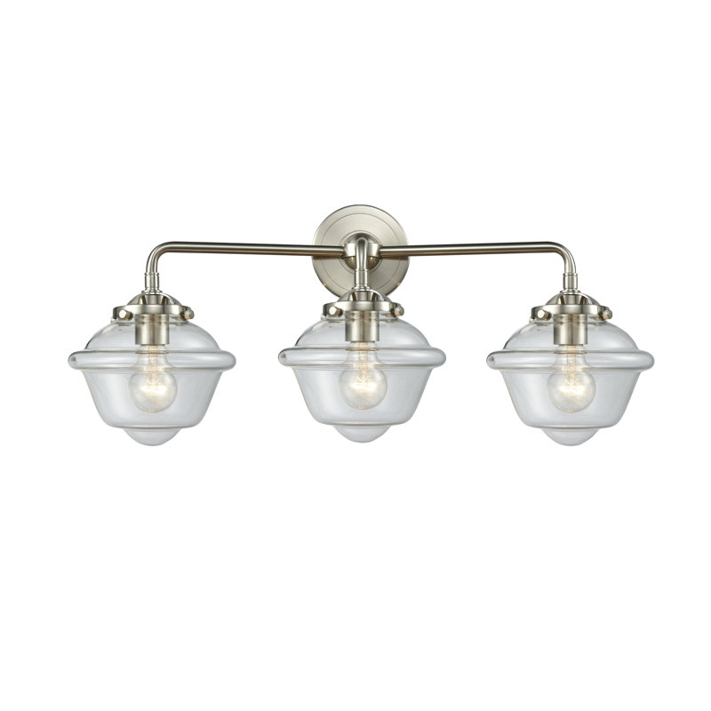 Éclairage pour salle de bain 3 lumières Baptiste, DEL, Transparent, Nickel satiné brossé