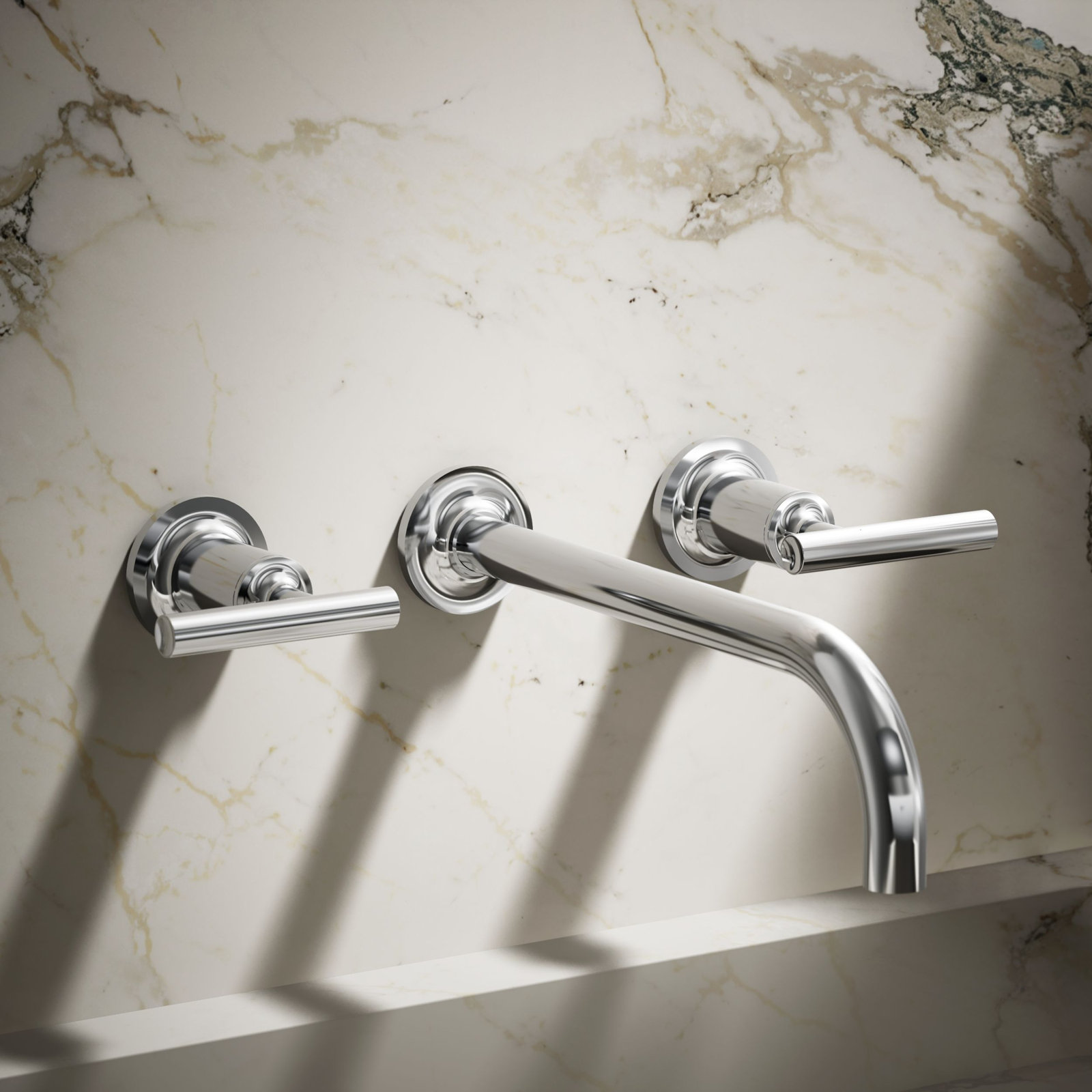 Purist Wall-Mounted Bathroom Sink Faucet, Polished Chrome, Lever Handle