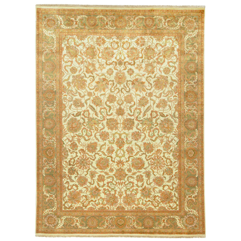 Tapis noir et vert noué à la main de haute qualité