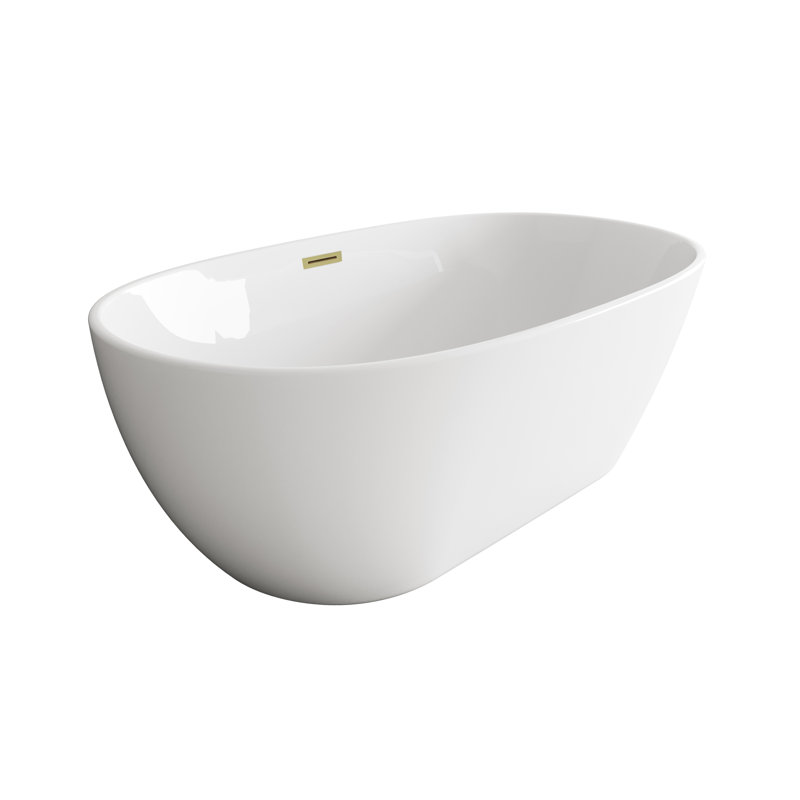 Thermopolis 59'' x 28.3'' Soaking Acrylic Bathtub, Brushed Gold