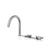 Acquaco Linki Arrow Deck Mount Three-Hole Two Handle Bathroom Lavatory Faucet with 5-7/8'' Spout Reach