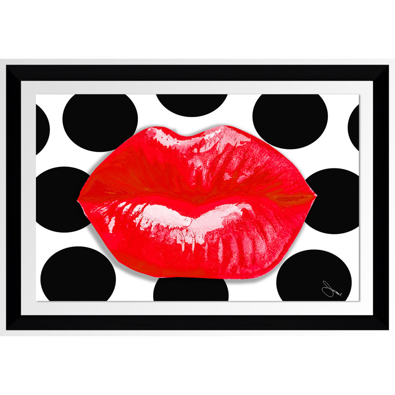 «Pucker Up 3», impression sur toile, H 21,5 po x l 27,5 po x P 0,75 po, Cadre noir, Tapis transparent